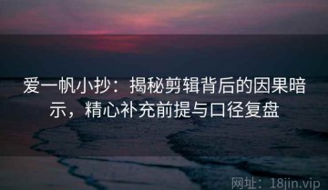爱一帆小抄：揭秘剪辑背后的因果暗示，精心补充前提与口径复盘